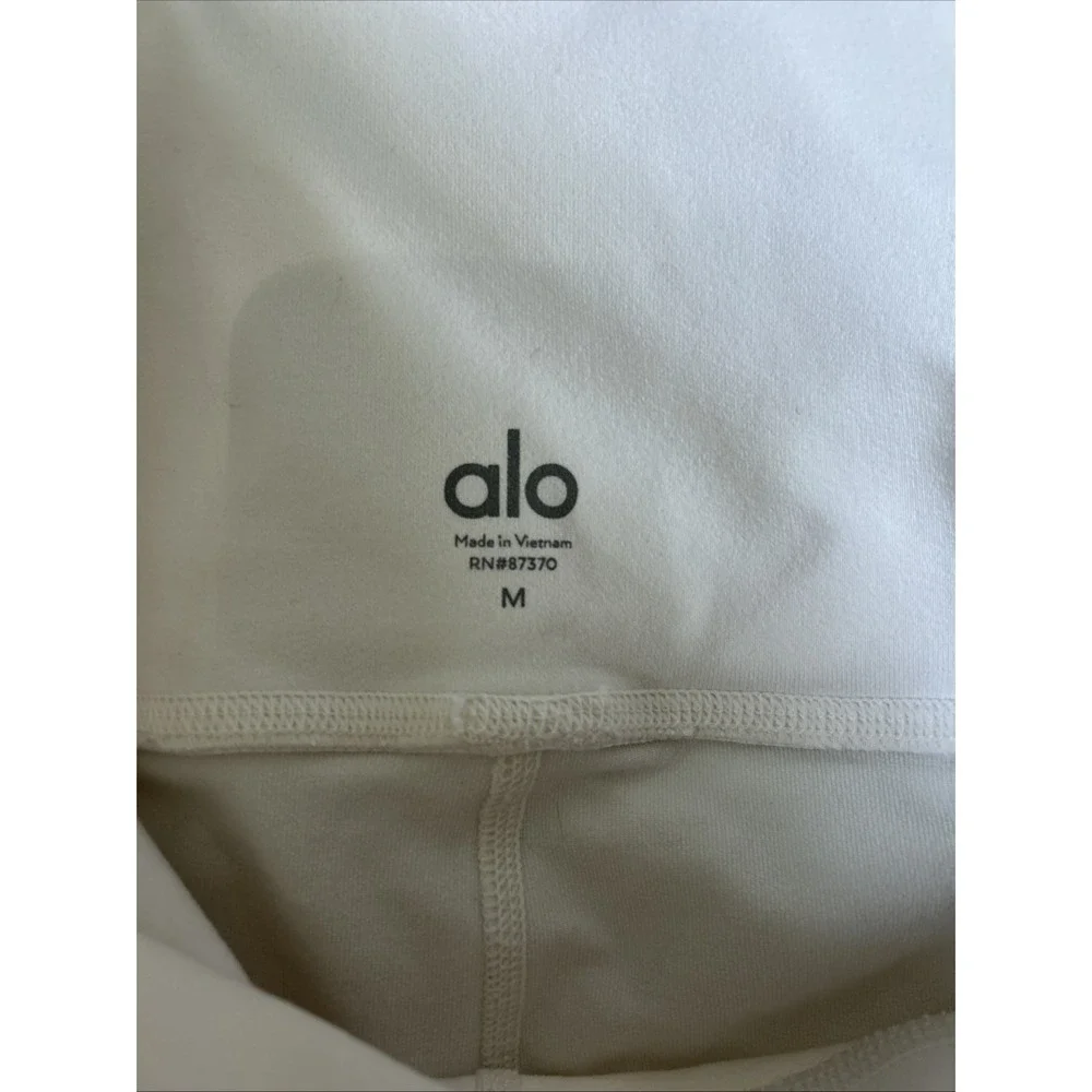 Alo Yoga Womens High Waist Moto Leggings Off White Mesh Ribbed Size M RN87370